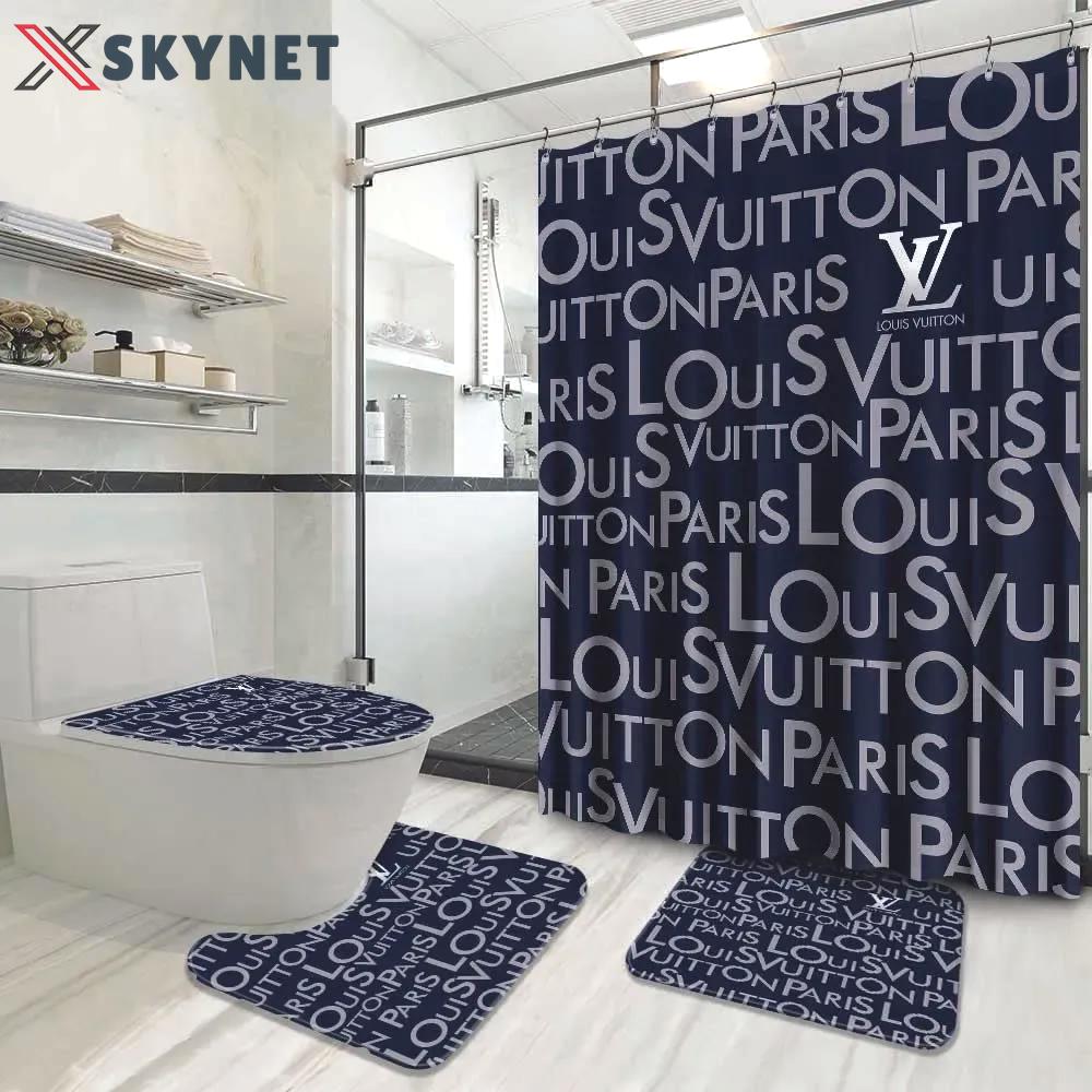 Louis vuitton navy fashion logo limited luxury brand bathroom set home decor Bathroom Set