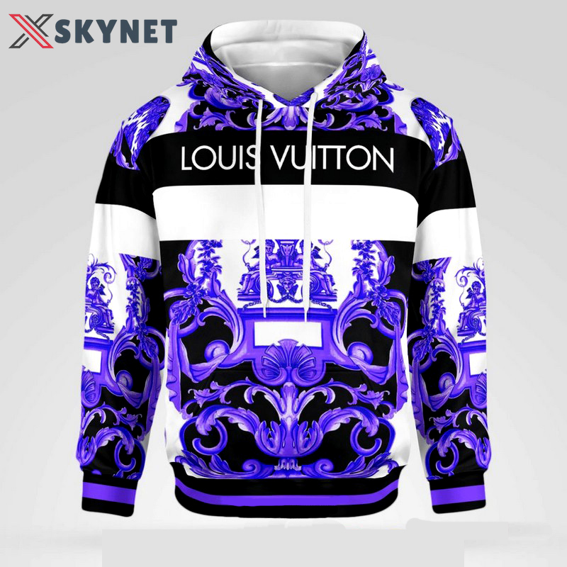 Louis vuitton purple unisex hoodie foren womenvuxury brand clothing clothes outfit Zipper Hoodie 3D