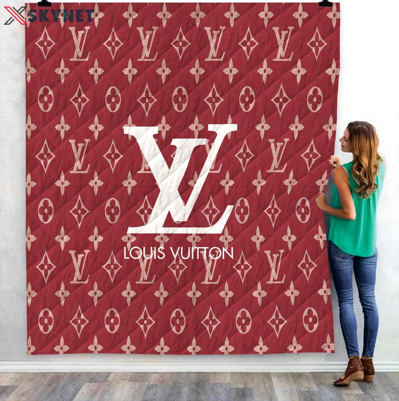 Louis vuitton red fashion luxury brand premium blanket fleece home decor 152 Blanket Fleece