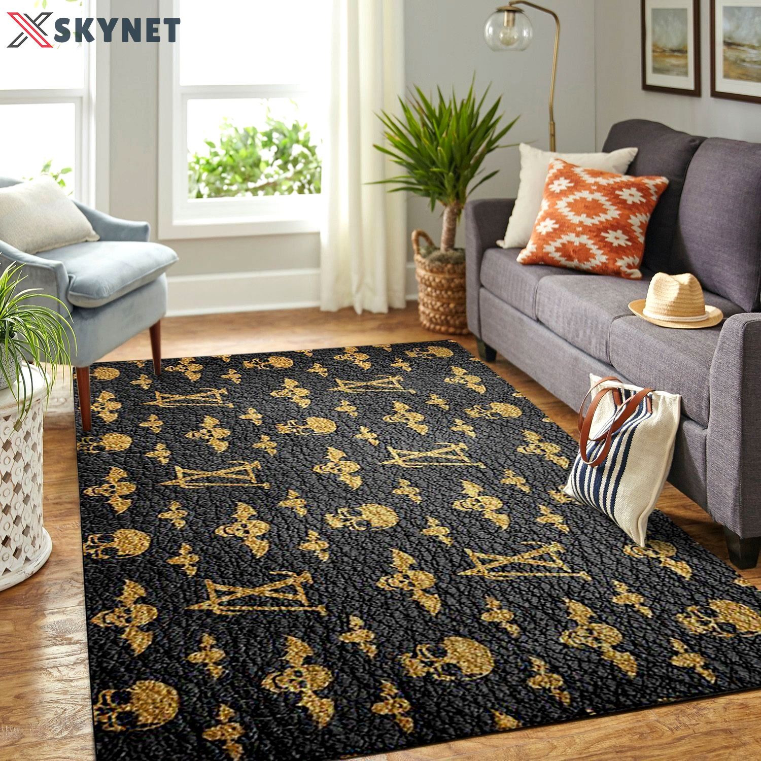 Louis vuitton skull logo type 669. Upgrade Your Living Room with Luxury Home Decor: Area Carpets, Floor Decor, Door Mats, and Hot Gift Items with style a High-End Fashion Brand Rectangle Rug