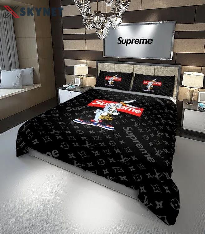 Louis vuitton supreme bugs bunny luxury brand bedding set for bedroom luxury bedspread duvet cover set with pillowcases home decoration Bedding Sets