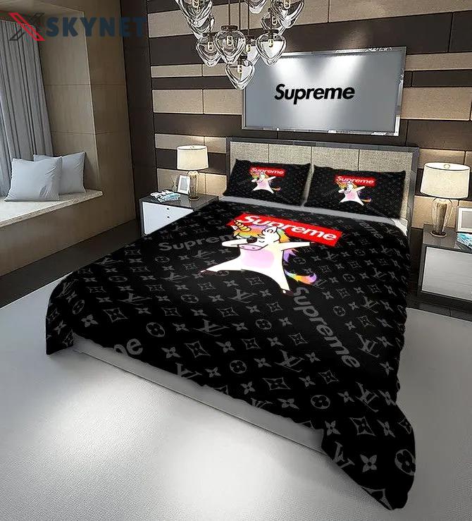 Louis vuitton supreme unicorn logo type 71 Bedding Sets covers bedclothes sheets home decor luxury ideas hyperbeast Bedroom bed linen duvet premium fashion brand blankets bedspread