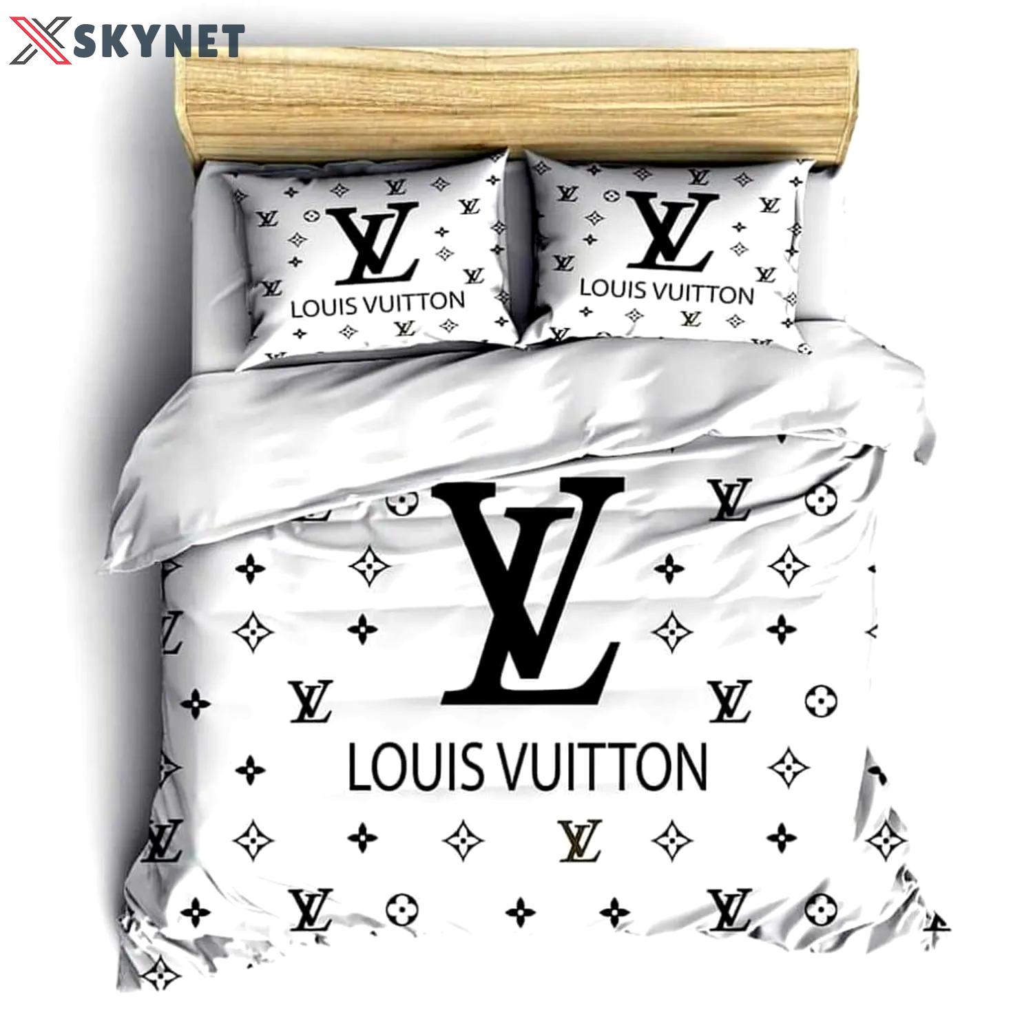Louis vuitton white louis vuitton lv logo type 671 Bedding Sets hyperbeast Bedroom premium fashion brand bedspread bed linen blankets home decor covers luxury ideas bedclothes duvet sheets
