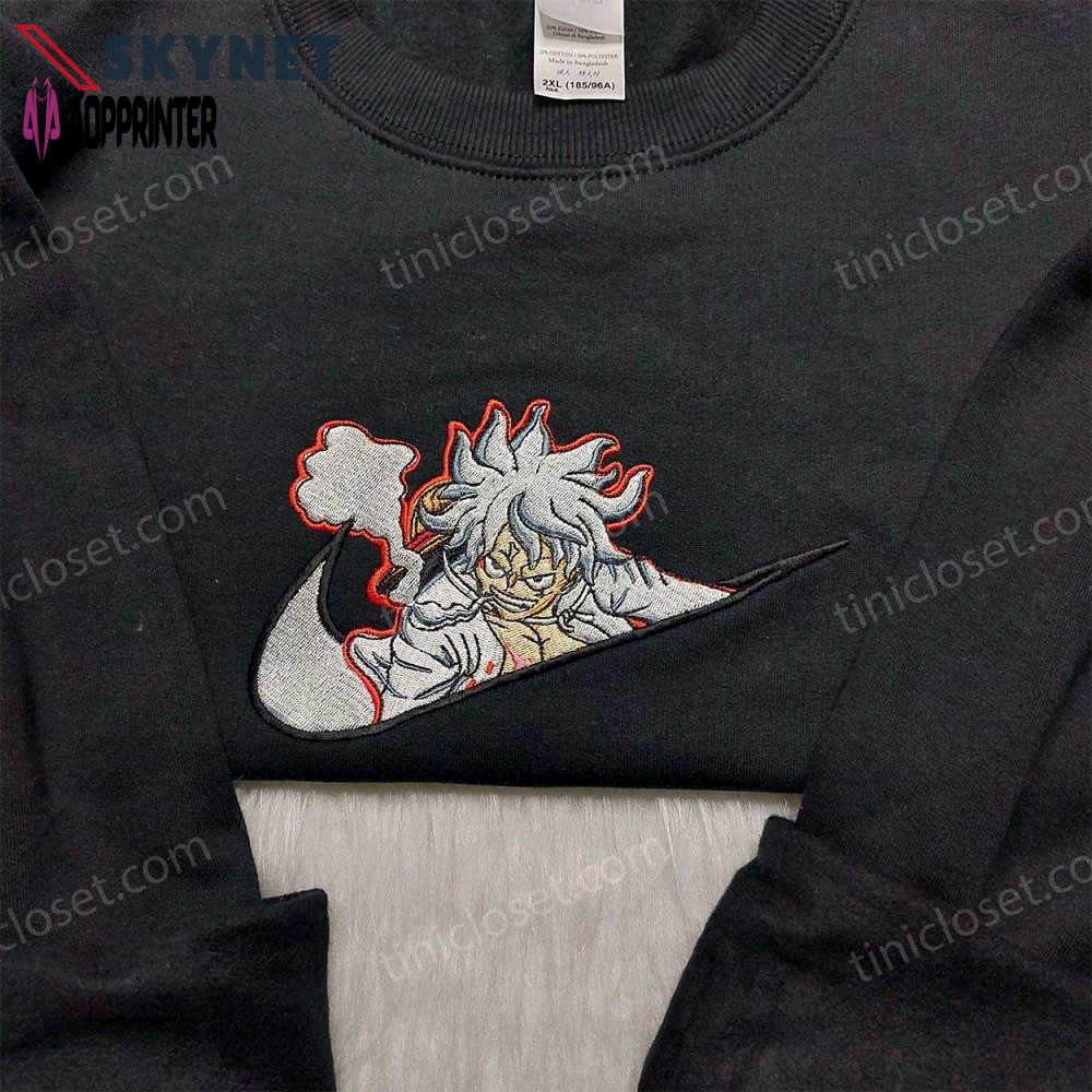 Luffy gear 5 embroidered shirt & one piece sweatshirt: cool anime hoodie Embroidered Shirt