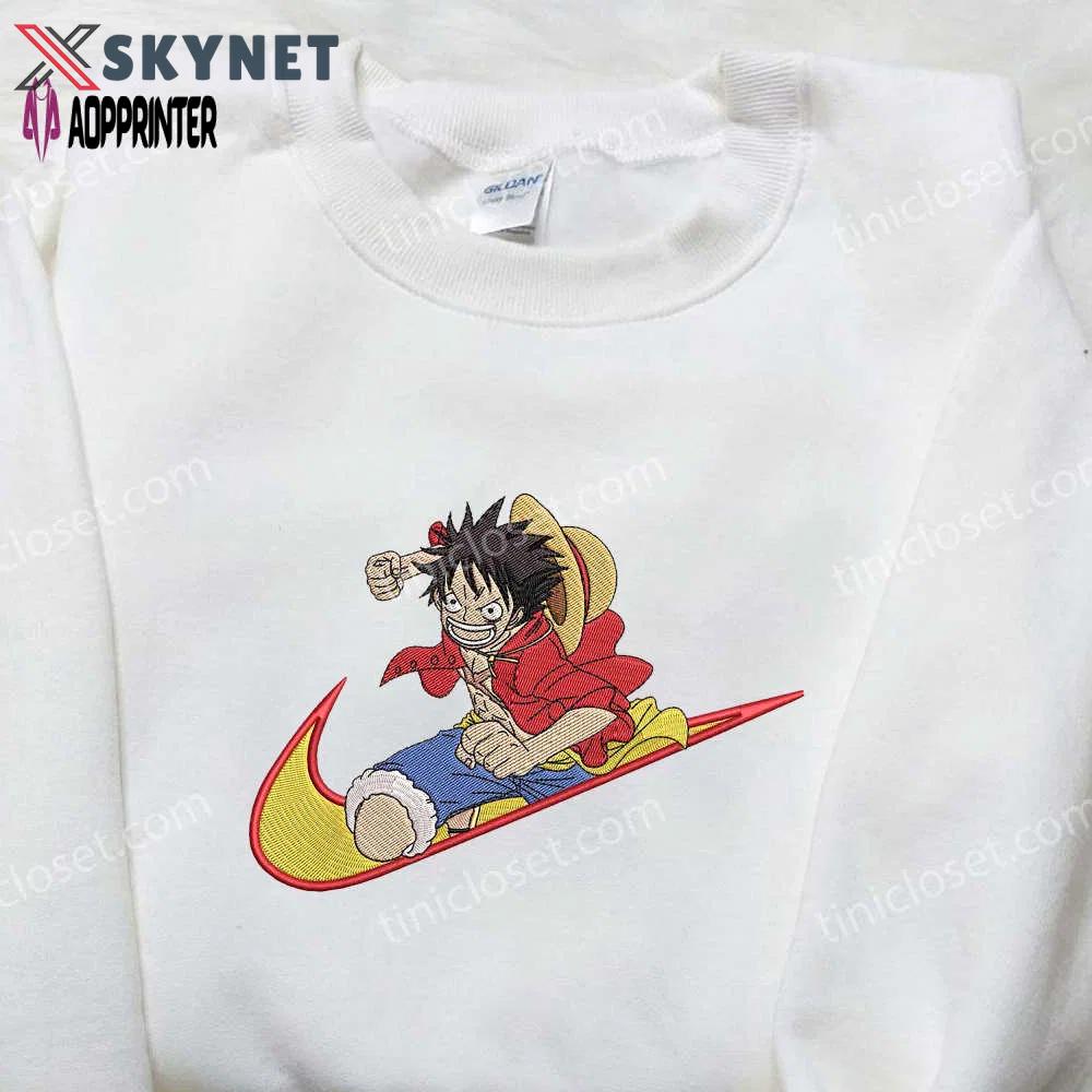 Luffy nike embroidered shirt: one piece x anime collaboration Embroidered Shirt
