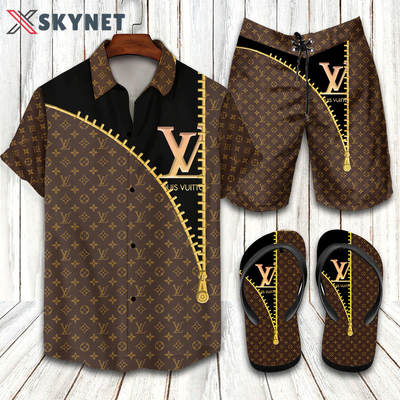 Lv paris brand hawaiian shirt Hawaii Shirt Shorts & Flip Flops