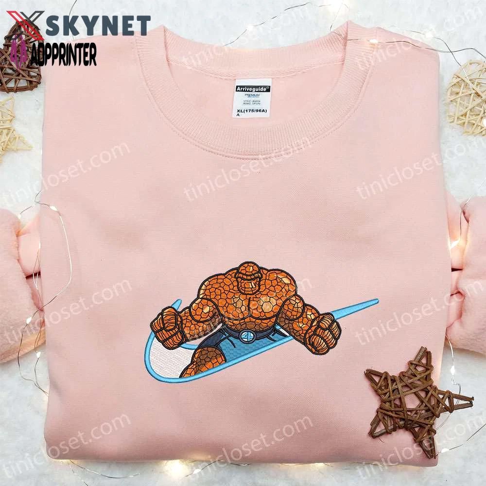 Marvel cinematic universe hoodie & shirt: ben grimm x swoosh embroidered – best family gift ideas Embroidered Shirt