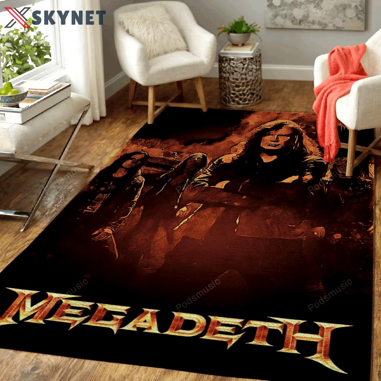 Megadeth music artwork art for fans area rug living room carpet rug regtangle carpet floor decor home decor Rectangle Rug