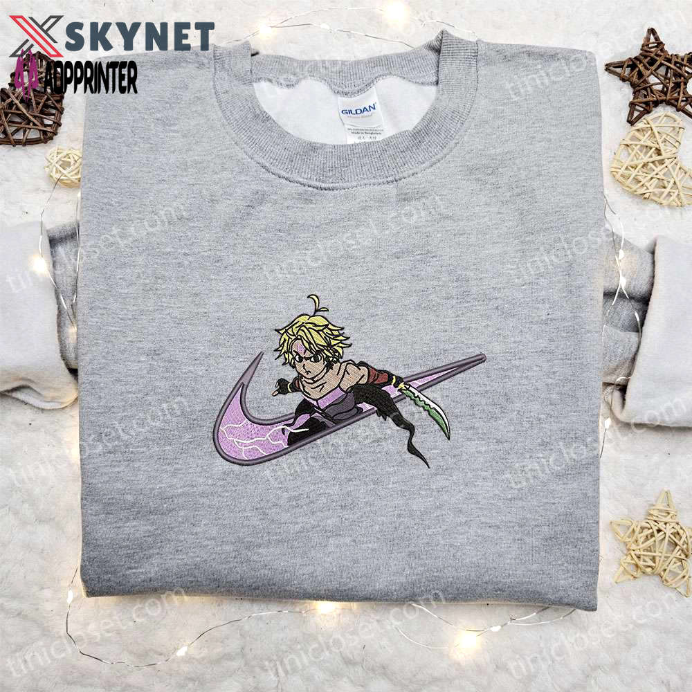 Meliodas x swoosh anime embroidered shirt: the seven deadly sins nike inspired tee Embroidered Shirt