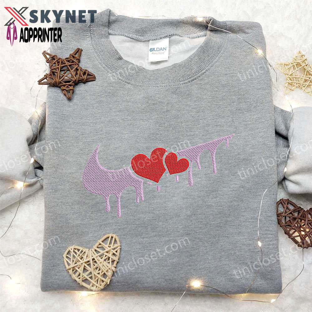 Melt heart x nike embroidered shirt: valentine s custom design Embroidered Shirt
