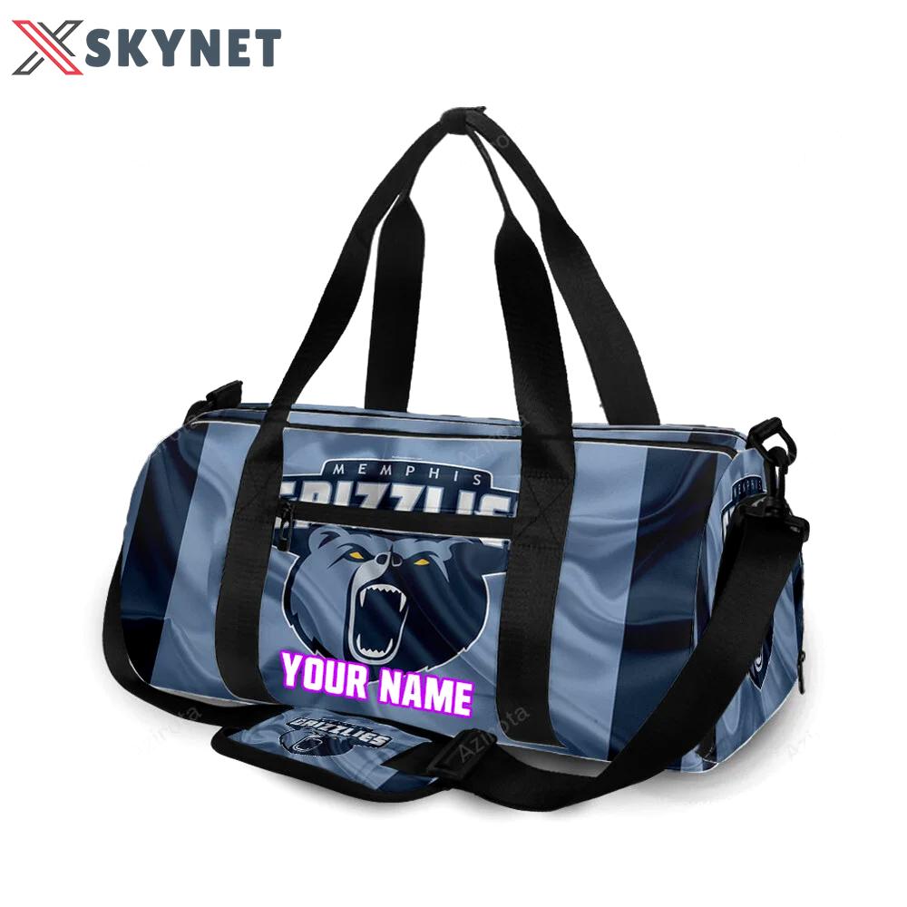 Memphis grizzlies emblem texture silk personalized name travel bag gym bag 1775 Travel Bag