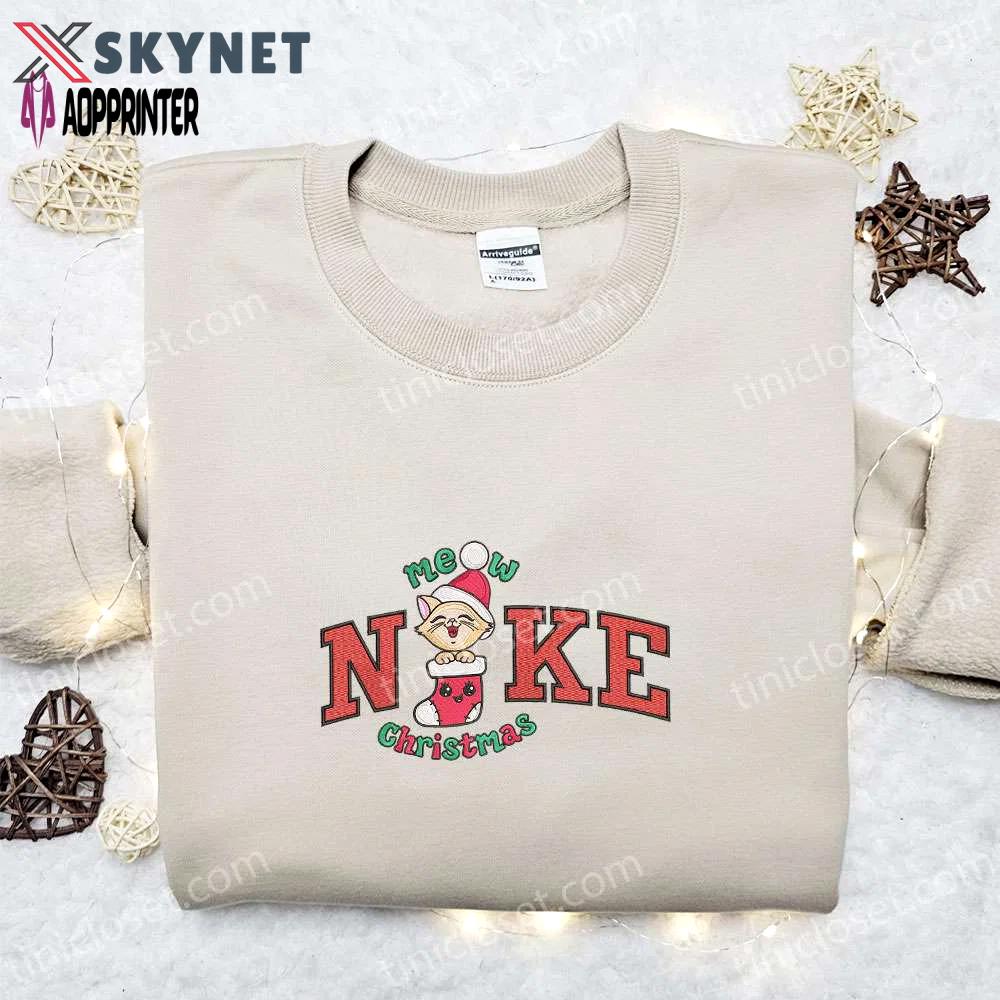 Mew xmas x nike embroidered sweatshirt: festive merry christmas shirt for the best gift ideas Embroidered Shirt