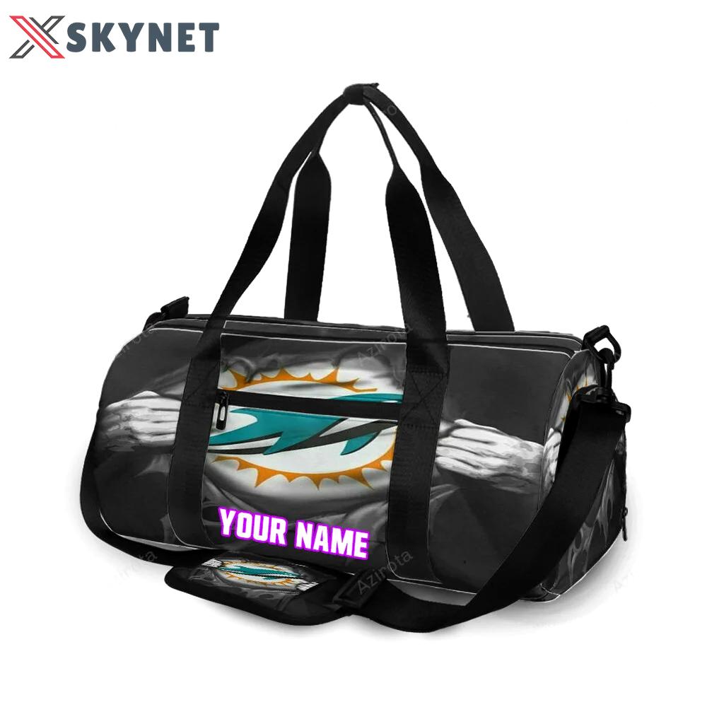 Miami dolphins art 5 personalized name travel bag gym bag 1520 Travel Bag