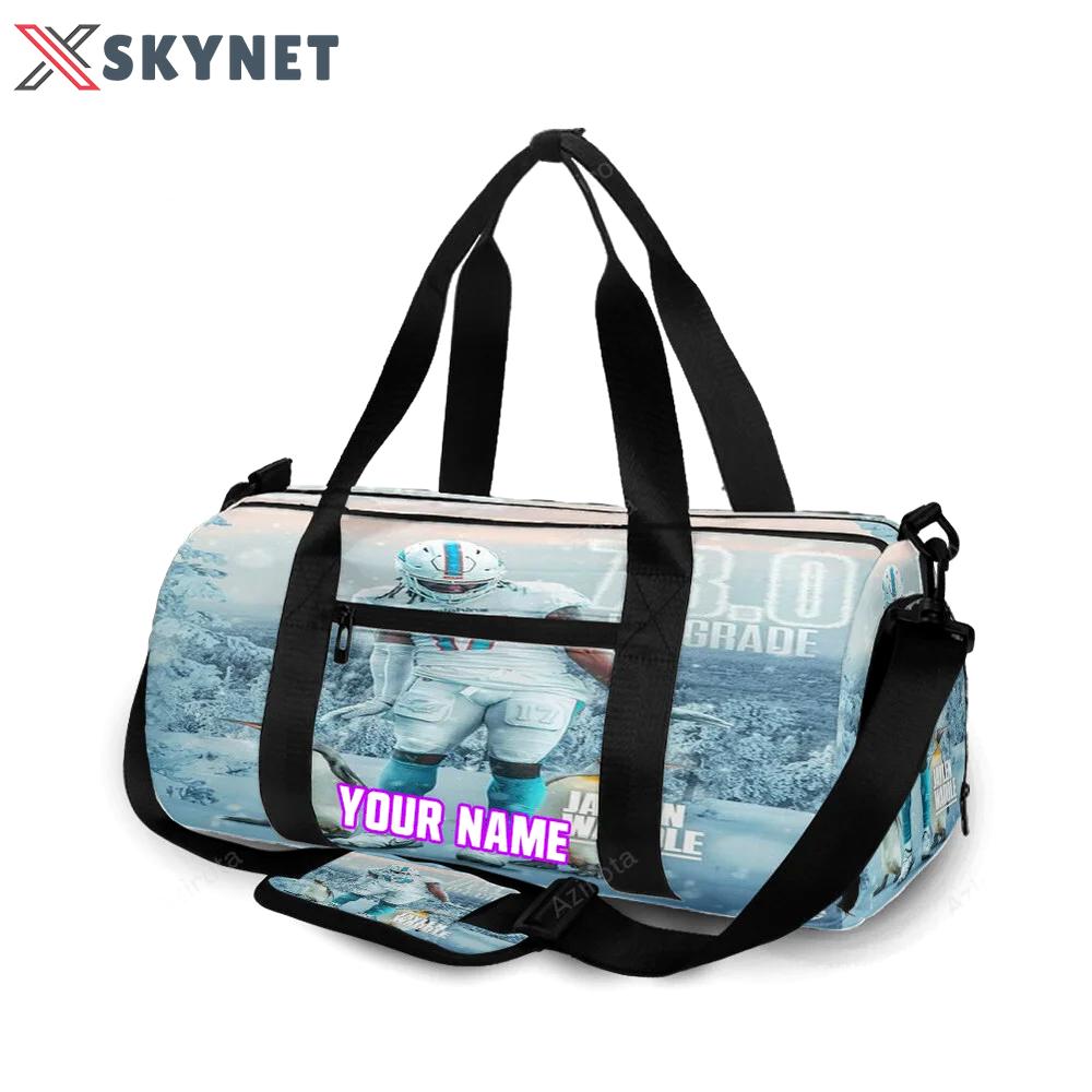 Miami dolphins jaylen waddle1 personalized name travel bag gym bag 2121 Travel Bag