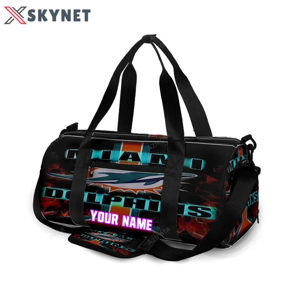 Miami dolphins logo art 4 personalized name travel bag gym bag 274 Travel Bag