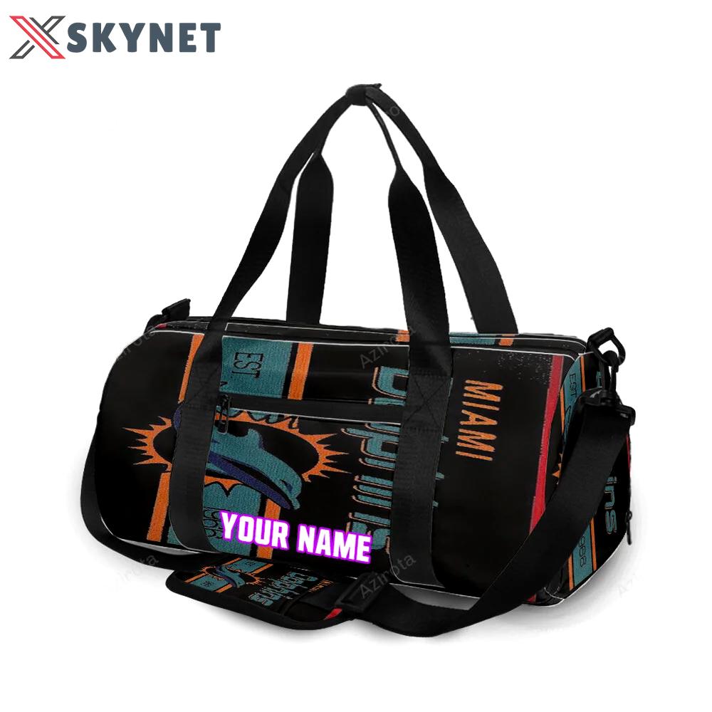 Miami dolphins logo art 6 personalized name travel bag gym bag 315 Travel Bag