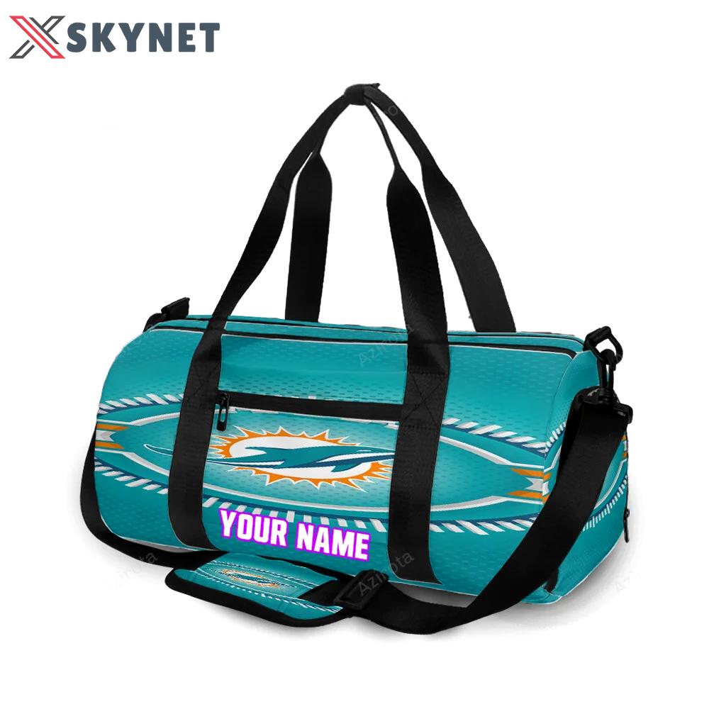Miami dolphins logo art illustration personalized name travel bag gym bag 917 Travel Bag