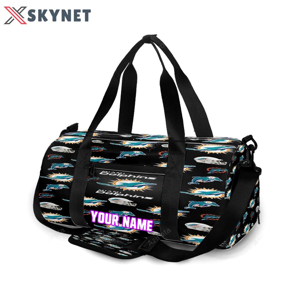 Miami dolphins logo pattern 1 personalized name travel bag gym bag 1581 Travel Bag