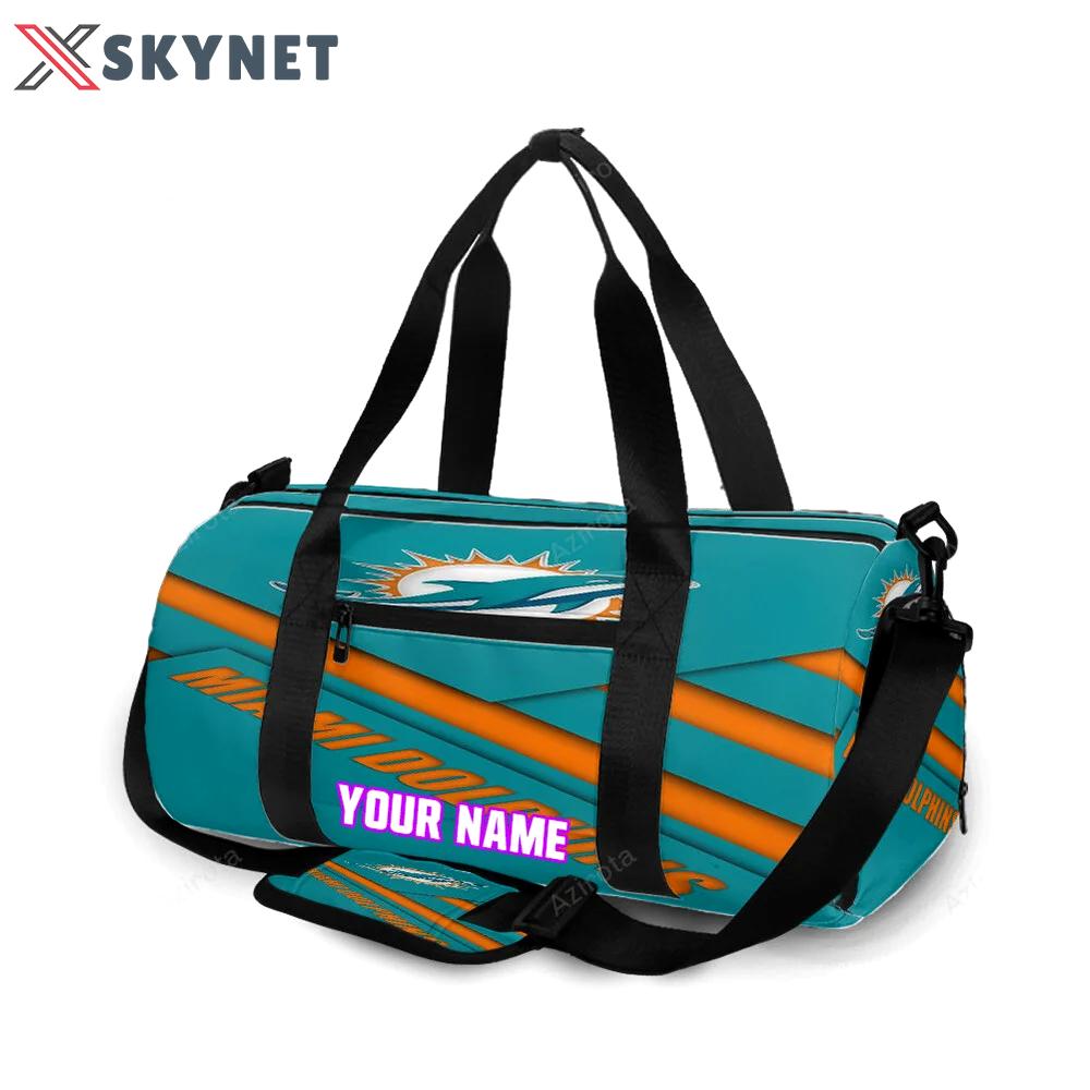 Miami dolphins logo pattern 3 personalized name travel bag gym bag 878 Travel Bag
