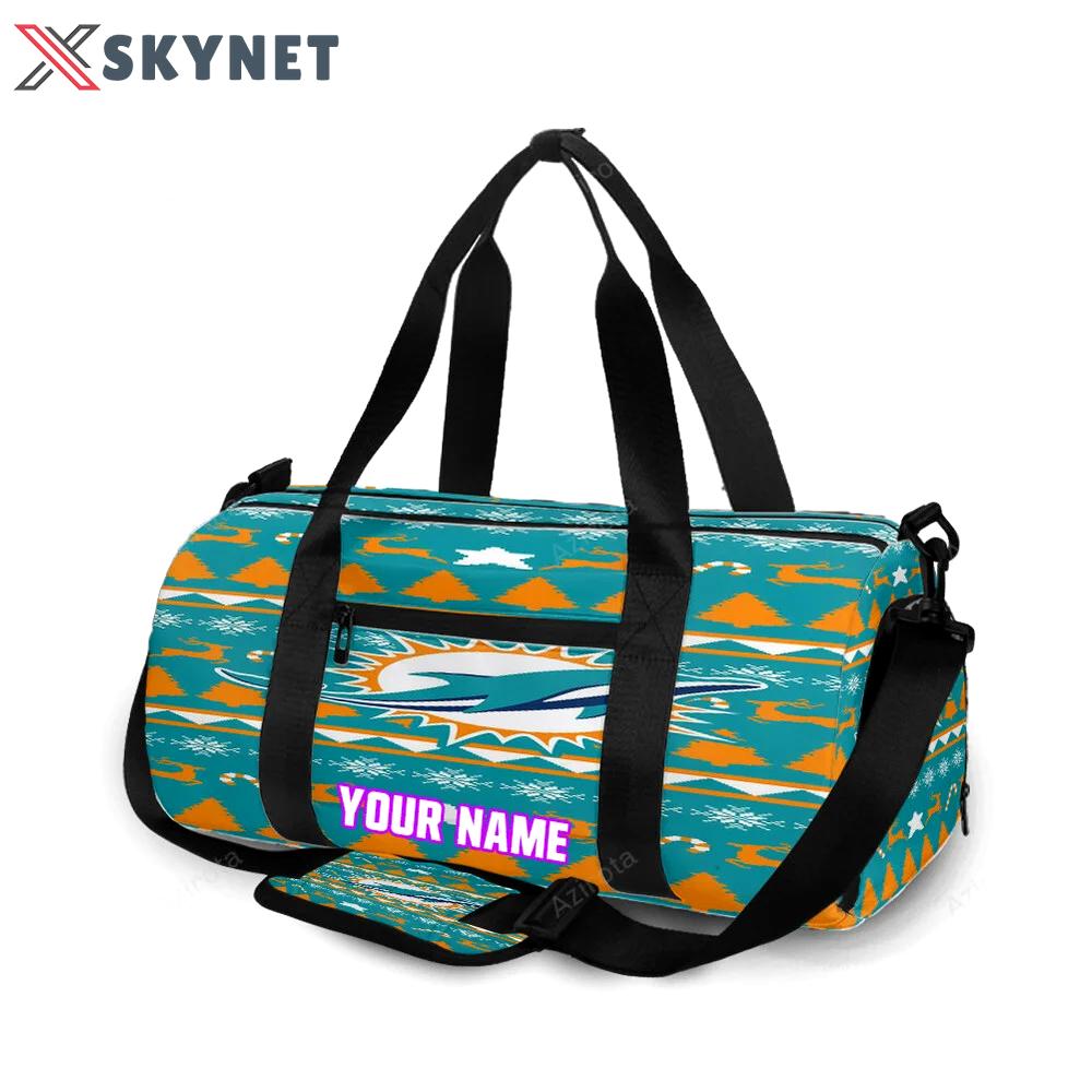 Miami dolphins logo pattern personalized name travel bag gym bag 2084 Travel Bag
