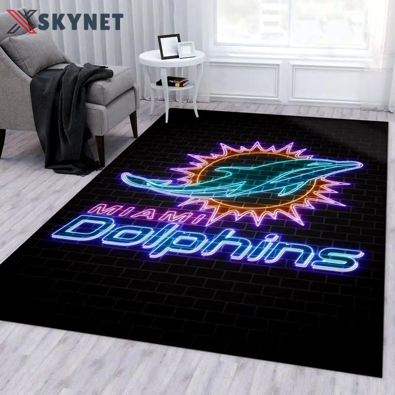 Miami dolphins nfl 10 living room and bed room rug rug regtangle carpet Rectangle Rug