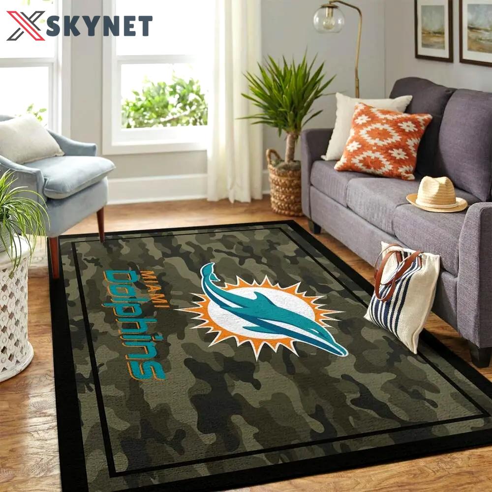 Miami dolphins nfl camo style living room carpet home rug regtangle carpet Rectangle Rug