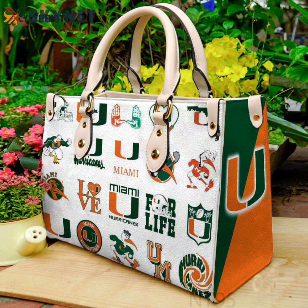 Miami hurricanes leather handbag gift for women 539 Women Leather Hand Bag
