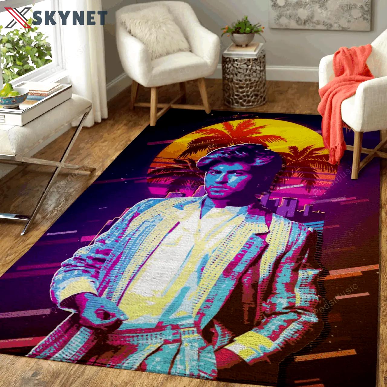 Michael george artwork music synthwave 80s art for fans area rug living room carpet rug regtangle carpet floor decor home decor Rectangle Rug
