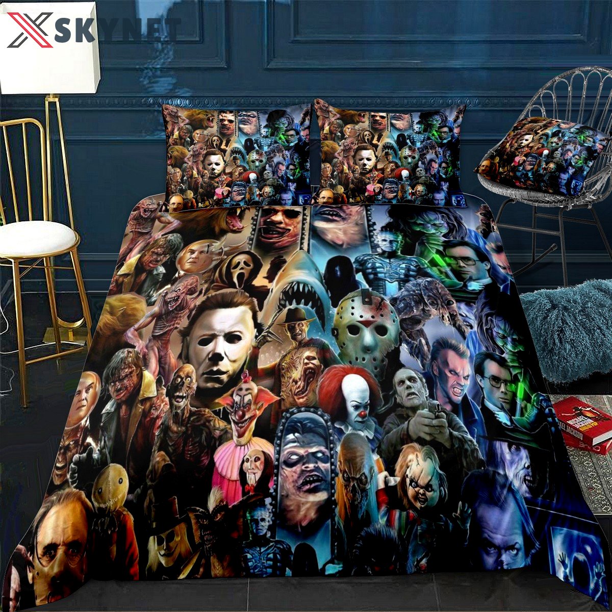 Michael myers and horror character happy holidyas full bedding set Bedding Sets