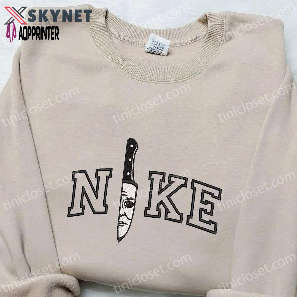 Michael myers knife x nike embroidered hoodie & shirt: best halloween gift ideas Embroidered Shirt
