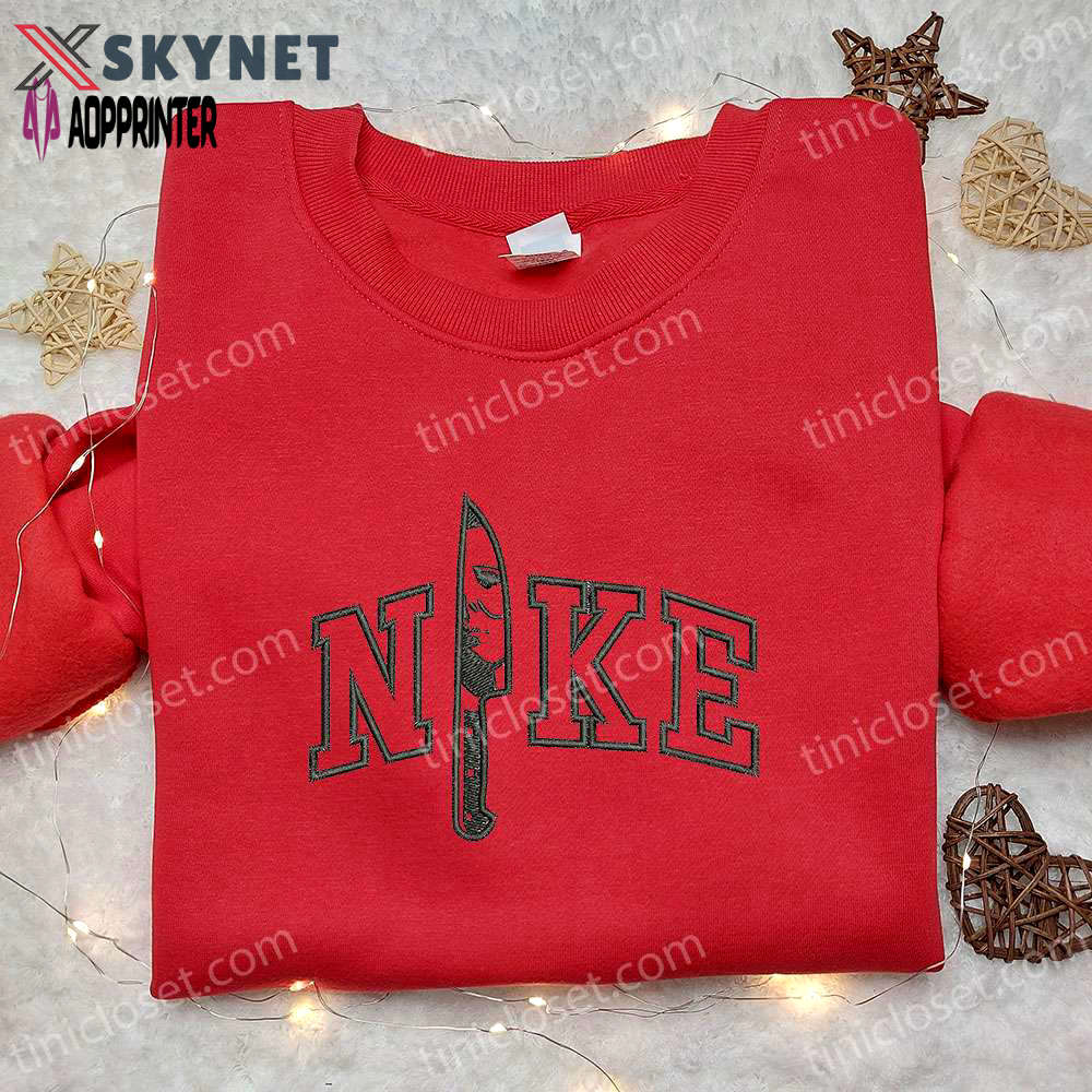 Michael myers knife x nike movie embroidered shirt – best halloween gift ideas Embroidered Shirt