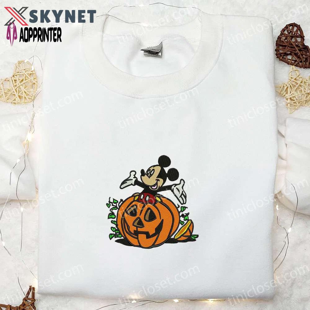 Mickey halloween pumpkin embroidered shirt: best disney halloween gifts for family Embroidered Shirt