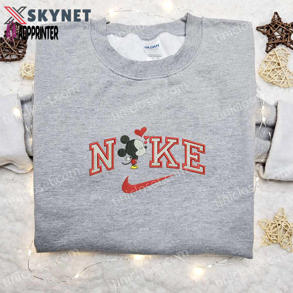 Mickey mouse x nike cartoon embroidered hoodie & shirt: best valentine s day gift ideas Embroidered Shirt
