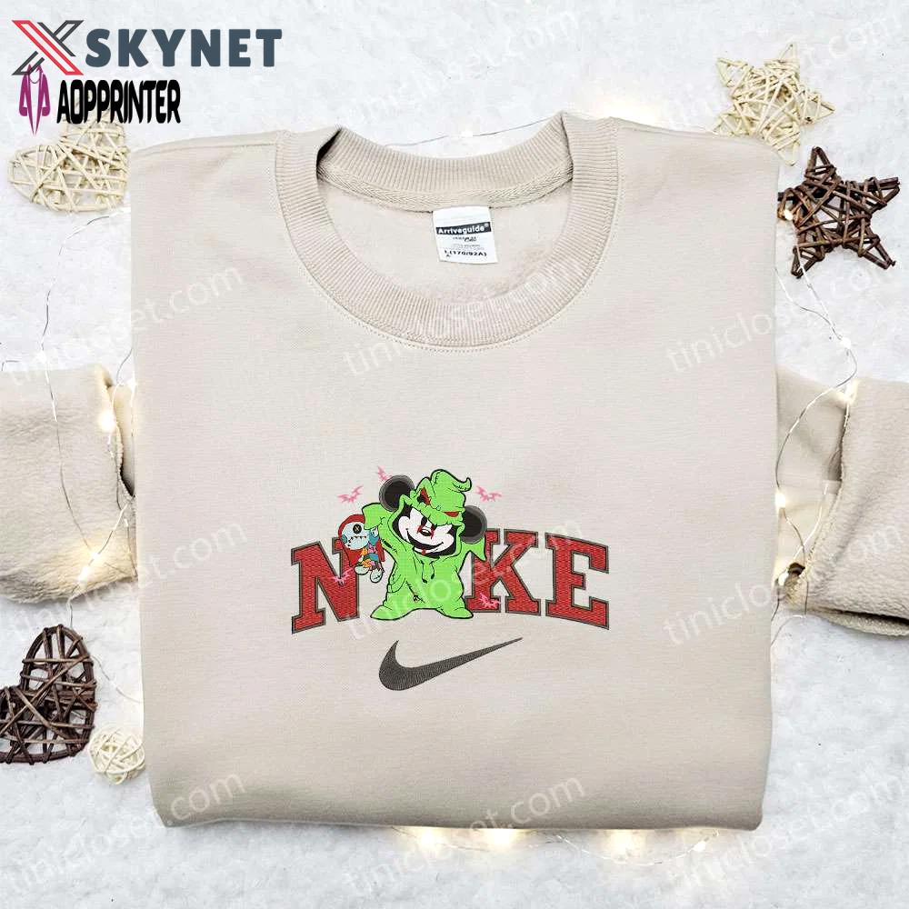 Mickey oogie boogie halloween x nike embroidered sweatshirt – horror movie shirt best halloween gift ideas Embroidered Shirt