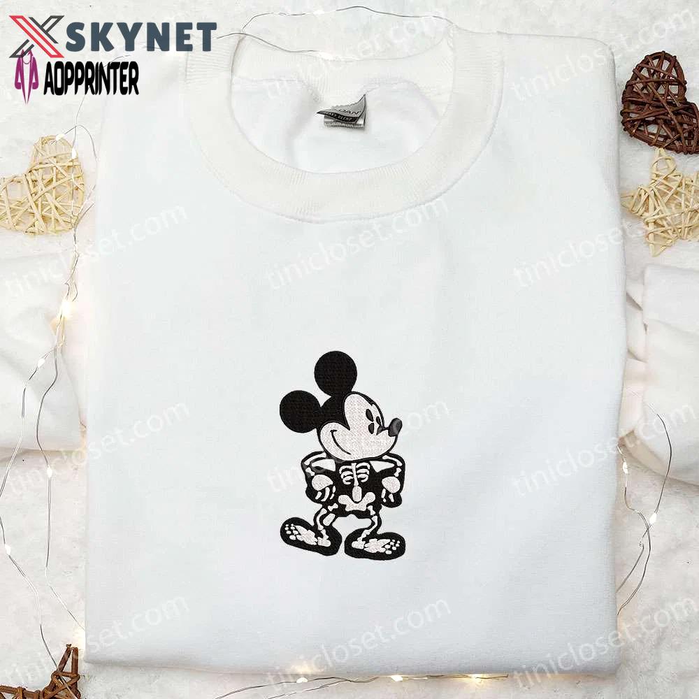 Mickey skeleton halloween embroidered shirt – spooky disney gift for the whole family! Embroidered Shirt