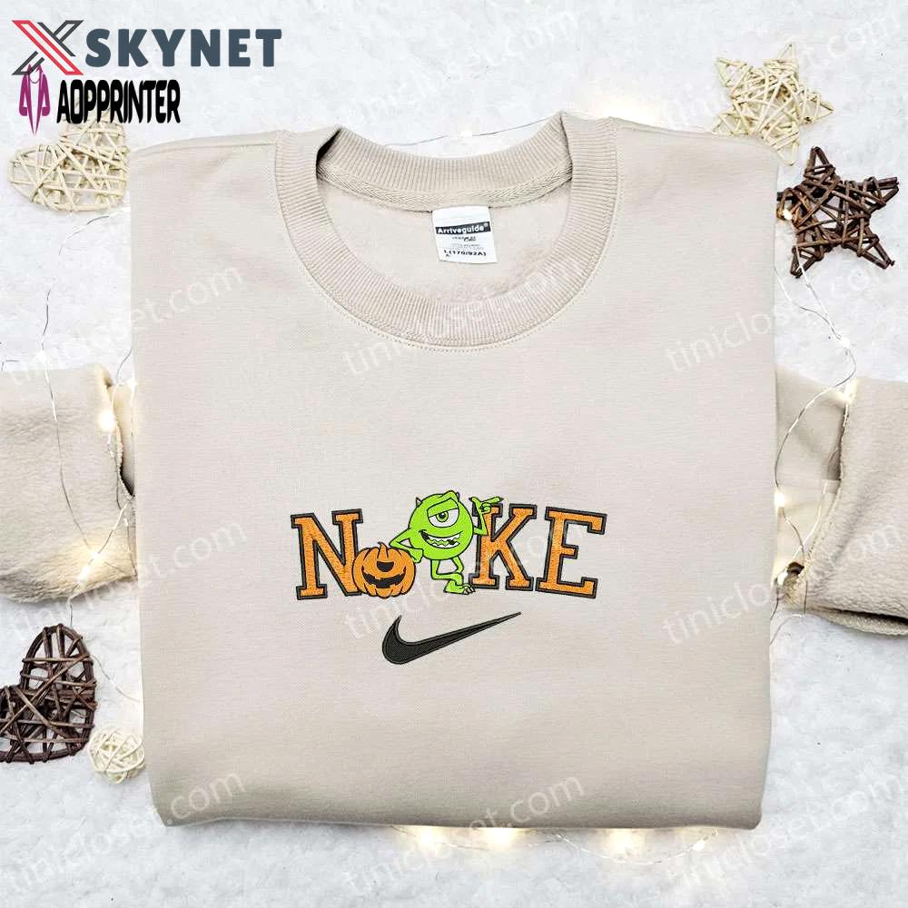 Mike wazowski pumpkin halloween x nike embroidered sweatshirt – best halloween gift Embroidered Shirt
