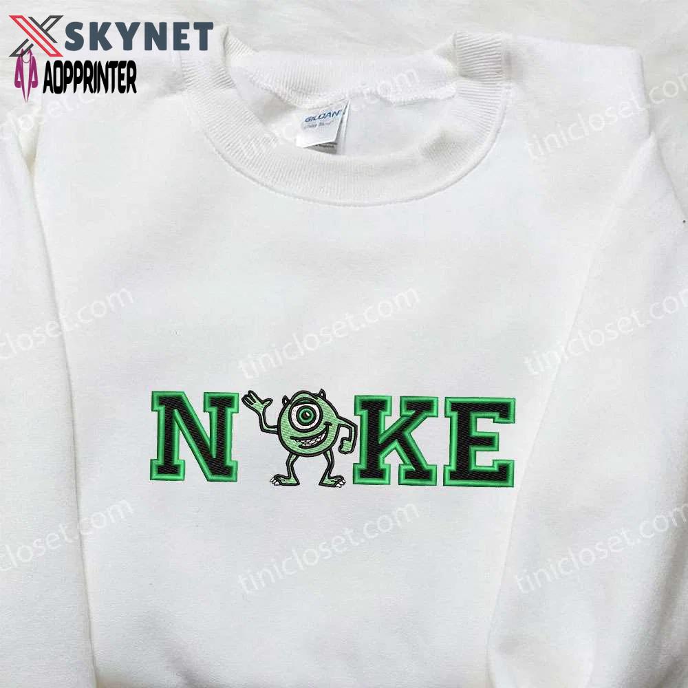 Mike wazowski x nike embroidered shirt & sweatshirt: monsters inc disney inspired hoodie Embroidered Shirt
