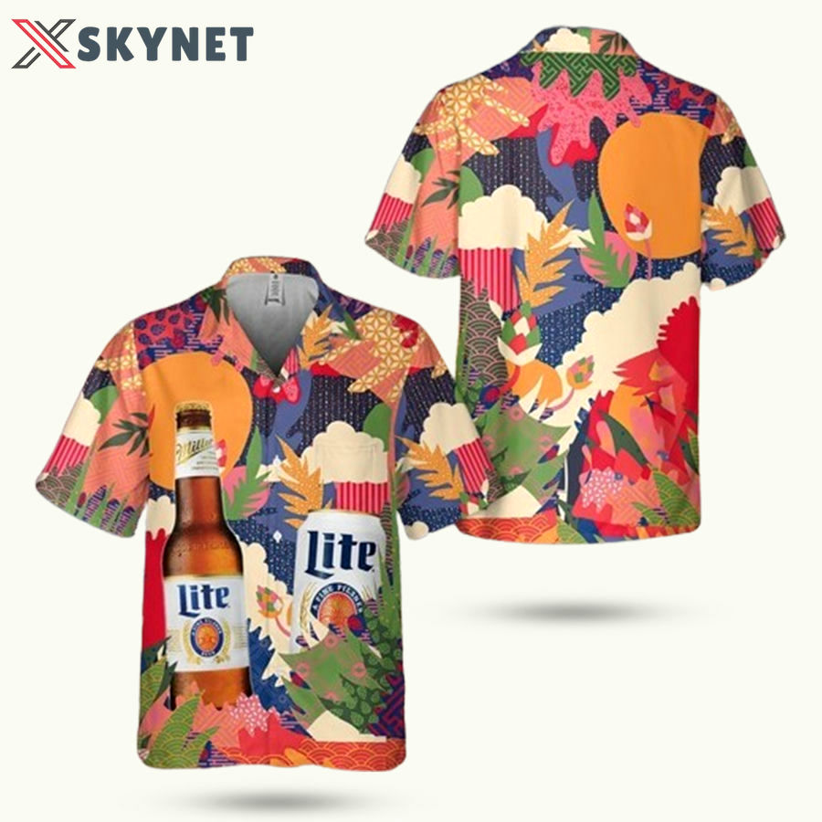 Miller lite colorful summer hawaiian shirt Hawaii Shirt Shorts & Flip Flops