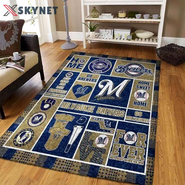 Milwaukee brewers area rug mlb team logo carpet living room rugs decor v1753 Rectangle Rug