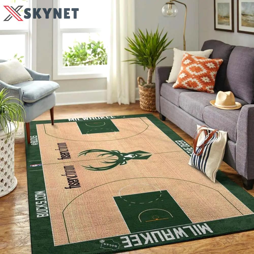 Milwaukee bucks court area rug nba carpet living room rugs rug regtangle carpet Rectangle Rug