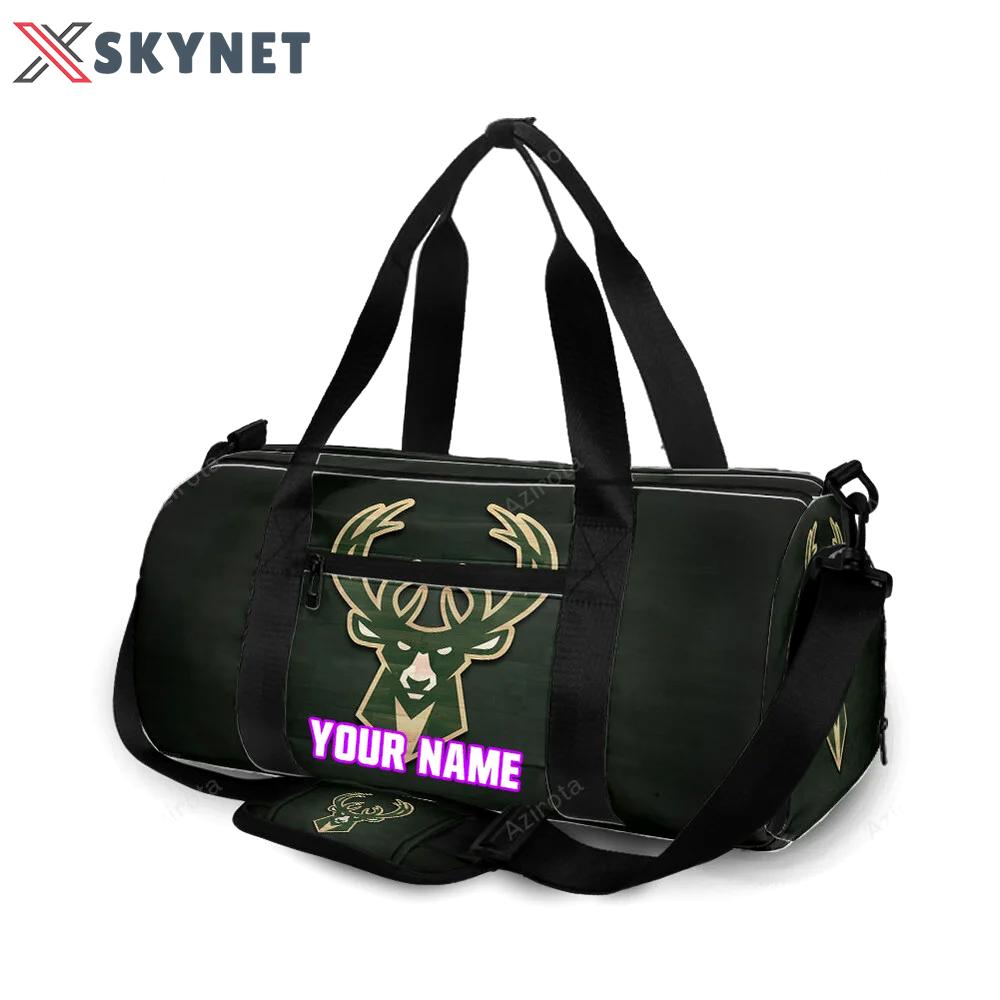 Milwaukee bucks emblem v2 personalized name travel bag gym bag 788 Travel Bag