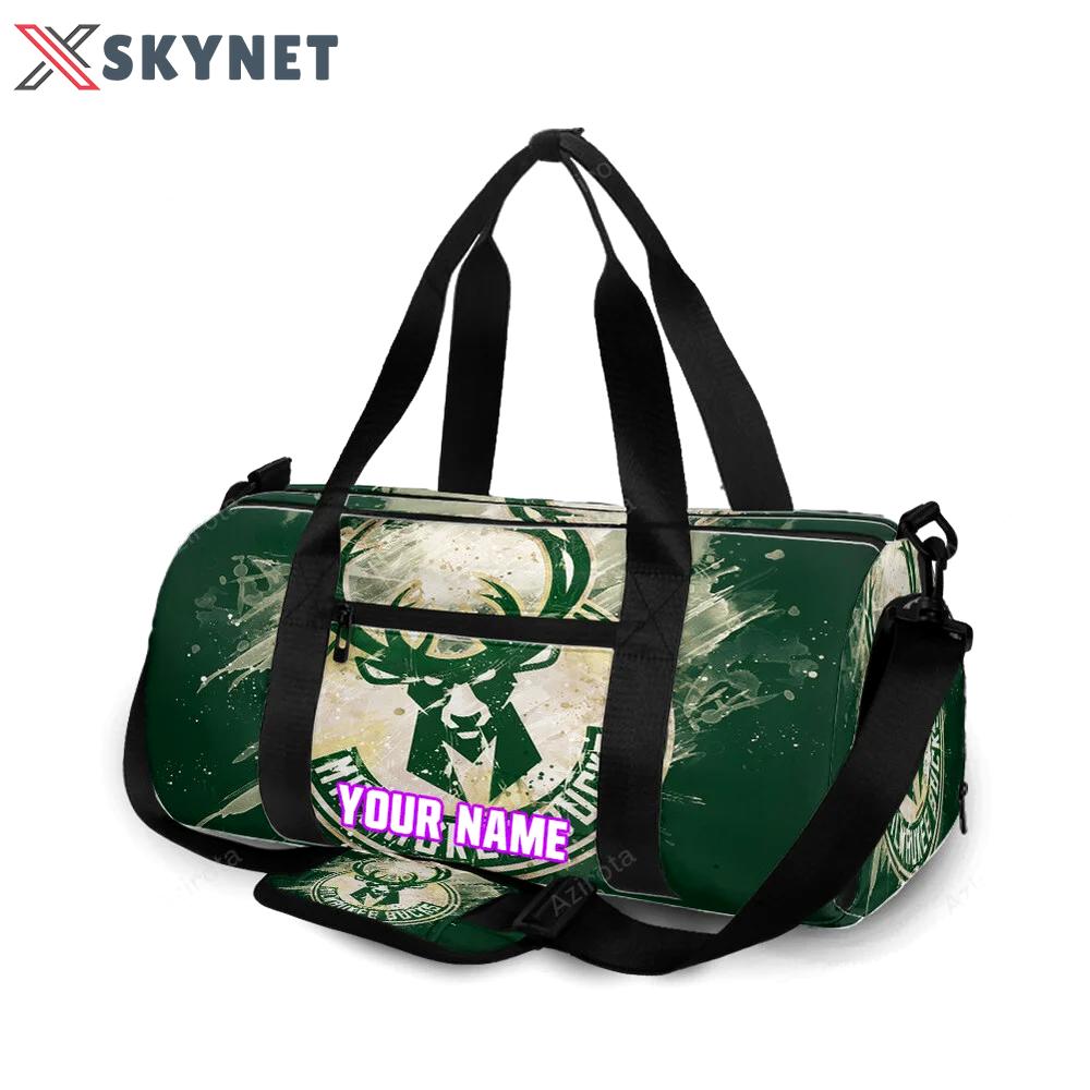Milwaukee bucks emblem v20 personalized name travel bag gym bag 1002 Travel Bag
