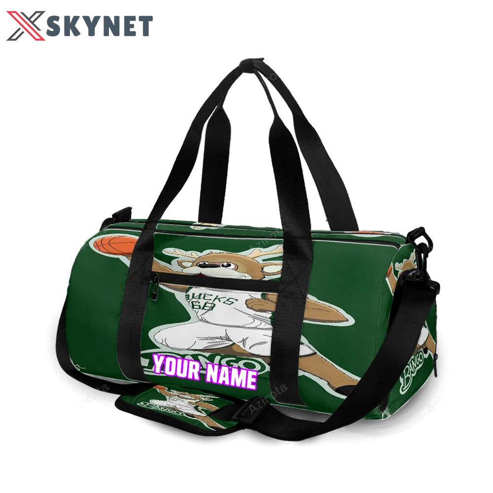Milwaukee bucks mascot v45 personalized name travel bag gym bag 318 Travel Bag