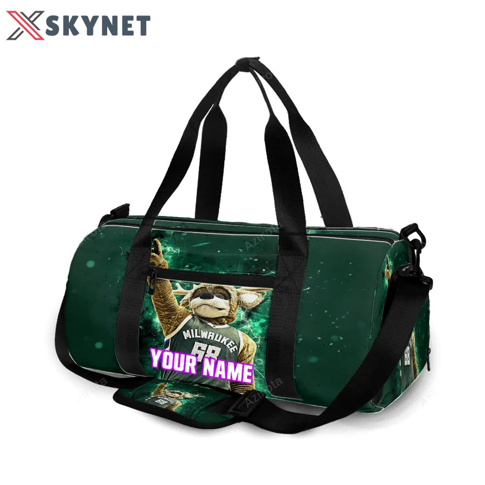 Milwaukee bucks mascot v48 personalized name travel bag gym bag 1630 Travel Bag