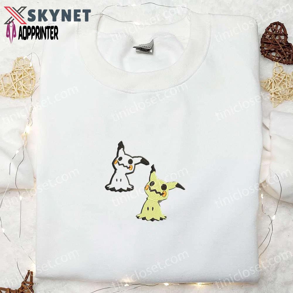 Mimikyu pokemon embroidered sweatshirt hoodie & t-shirt: anime-inspired apparel for pokemon fans Embroidered Shirt
