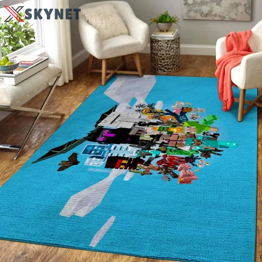 Minecraft area rug living room rug home decor gaming home decor Rectangle Rug