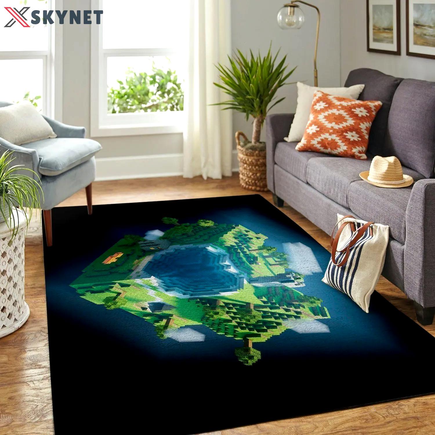 Minecraft area rug video game carpet gamer living room rugs rug regtangle carpet floor decor home decor v202 Rectangle Rug