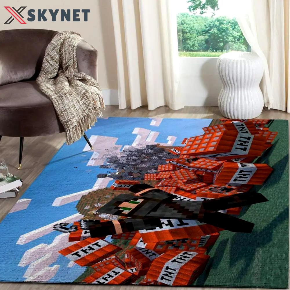 Minecraft area rug video game carpet gamer living room rugs rug regtangle carpet floor decor home decor v210 Rectangle Rug