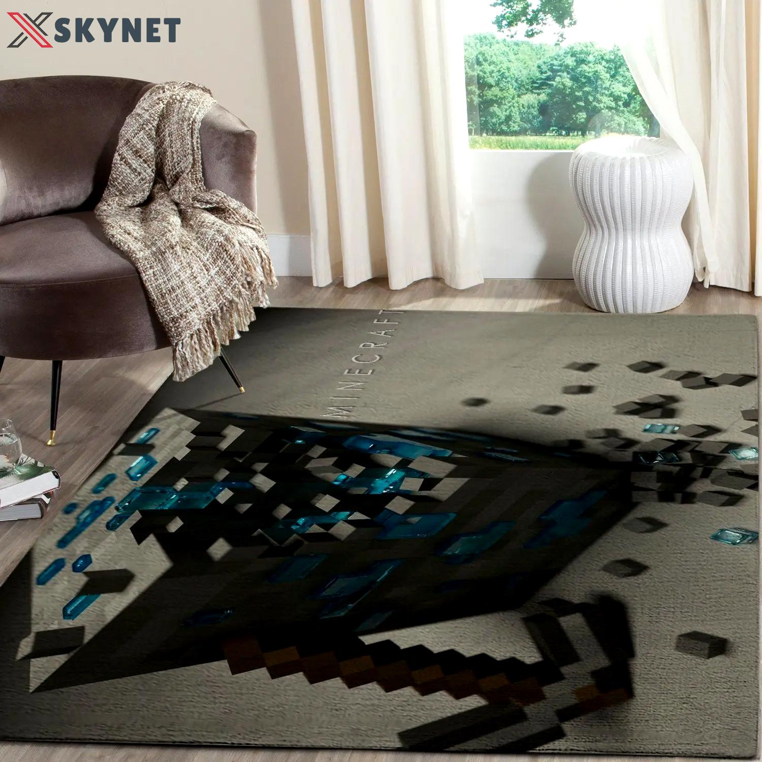 Minecraft area rug video game carpet gamer living room rugs rug regtangle carpet floor decor home decor v235 Rectangle Rug
