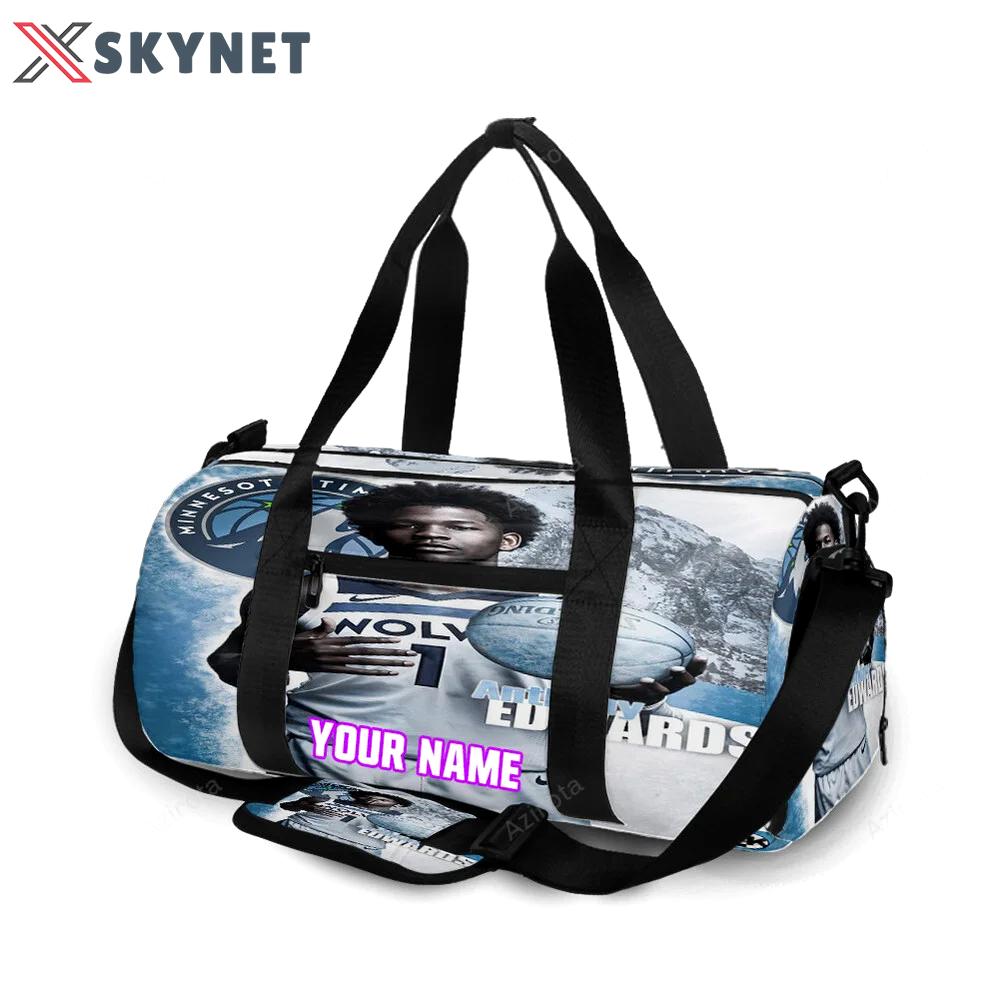 Minnesota timberwolves 1 anthony edward v40 personalized name travel bag gym bag 354 Travel Bag